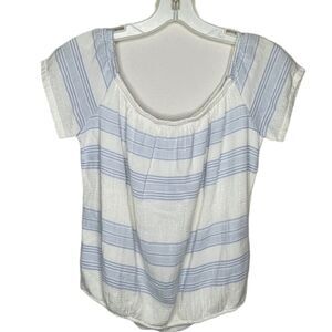 Monrow Top White Blue NWT